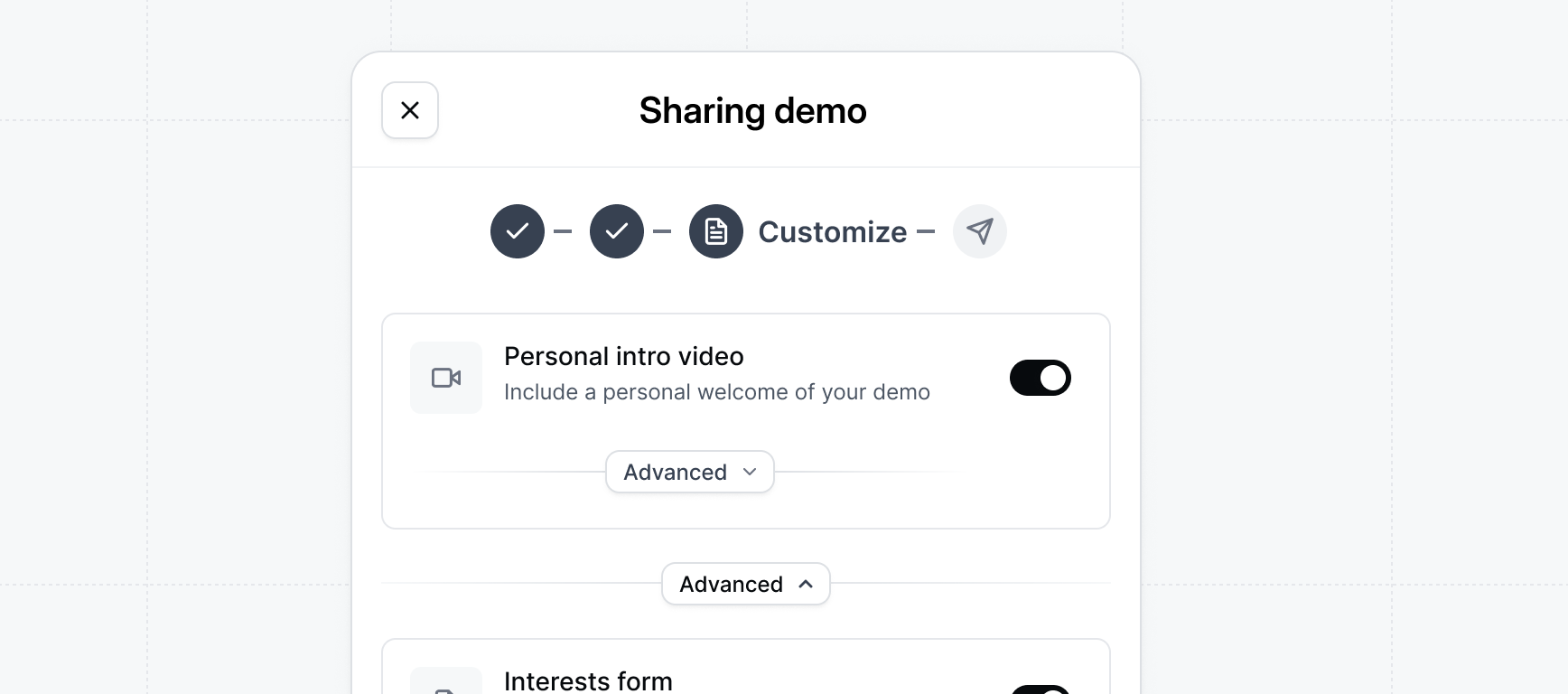 Customize demo settings