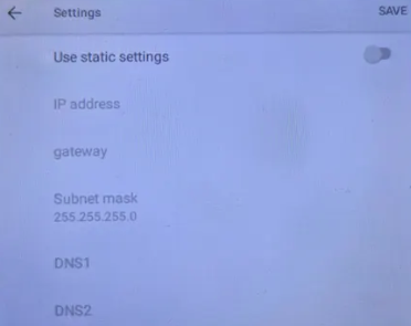 Setting Ethernet screen with the static settings option on VPOS Media 4S