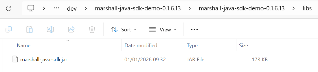 Location of the JAR file inside the libs folder of the Java SDK directory