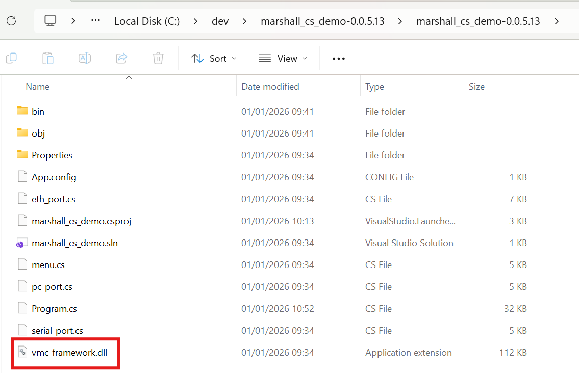 Location of the DLL file in the C# SDK directory