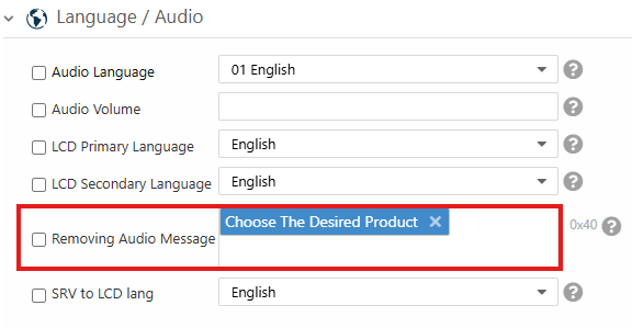 Setting to remove the product selection screen audio