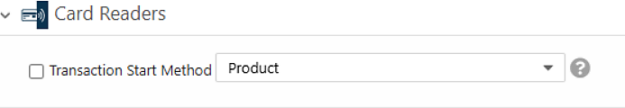 Card Readers settings for multi station Device Start with Transaction Start Method set to Product