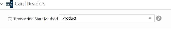 Card Readers settings for multi station Device Start with Transaction Start Method set to Product