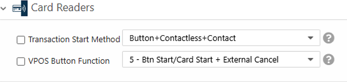 Card Readers settings for single station Device Start