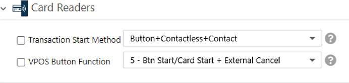 Card Readers settings for single station Device Start
