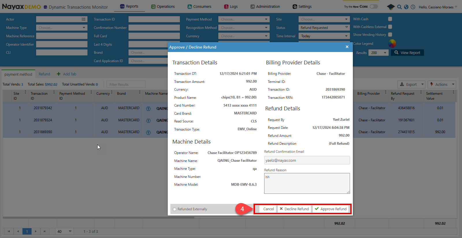 Approve or Decline Refunds - Nayax Developer Portal