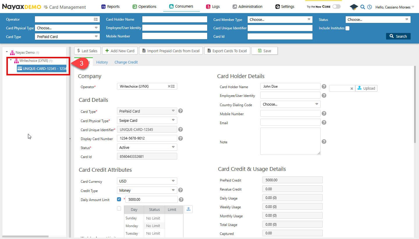 Create Cards - Nayax Developer Portal