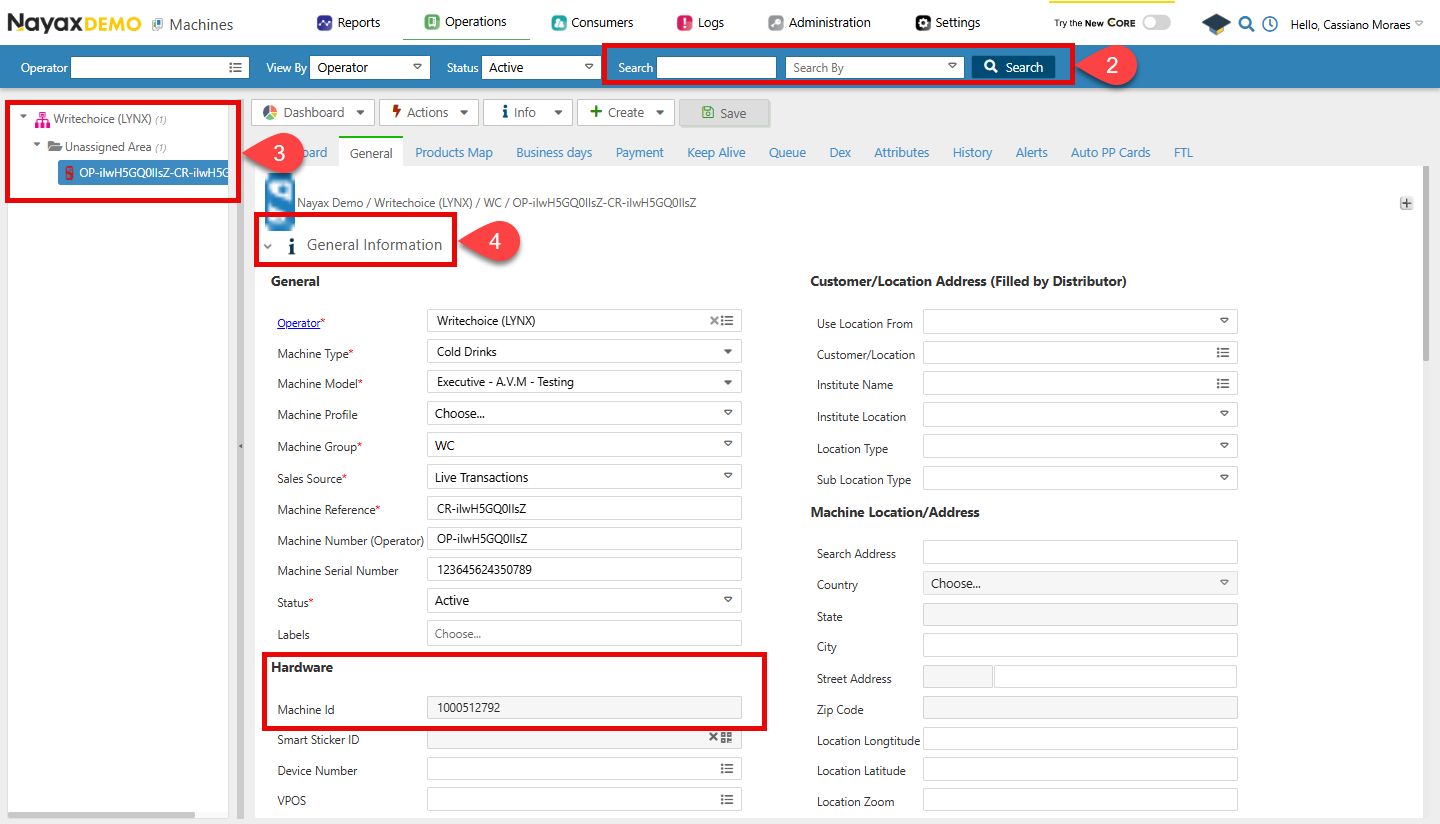 Getting a Machine's ID by the Device's ID - Nayax Developer Portal