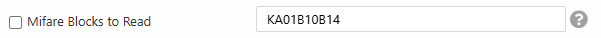 Mifare Blocks to Read configuration showing KA01B10B14