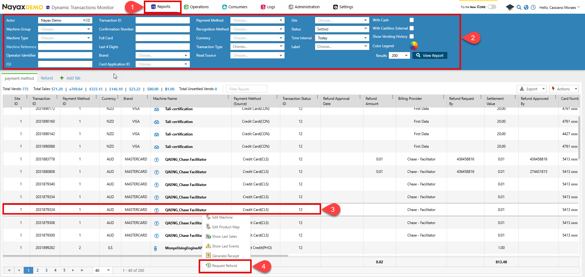 Request Refunds - Nayax Developer Portal
