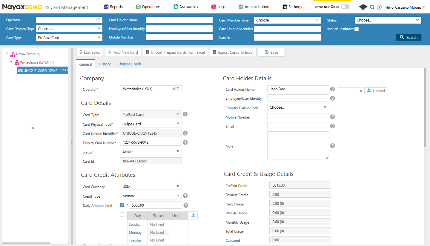 Retrieve Card Data - Nayax Developer Portal
