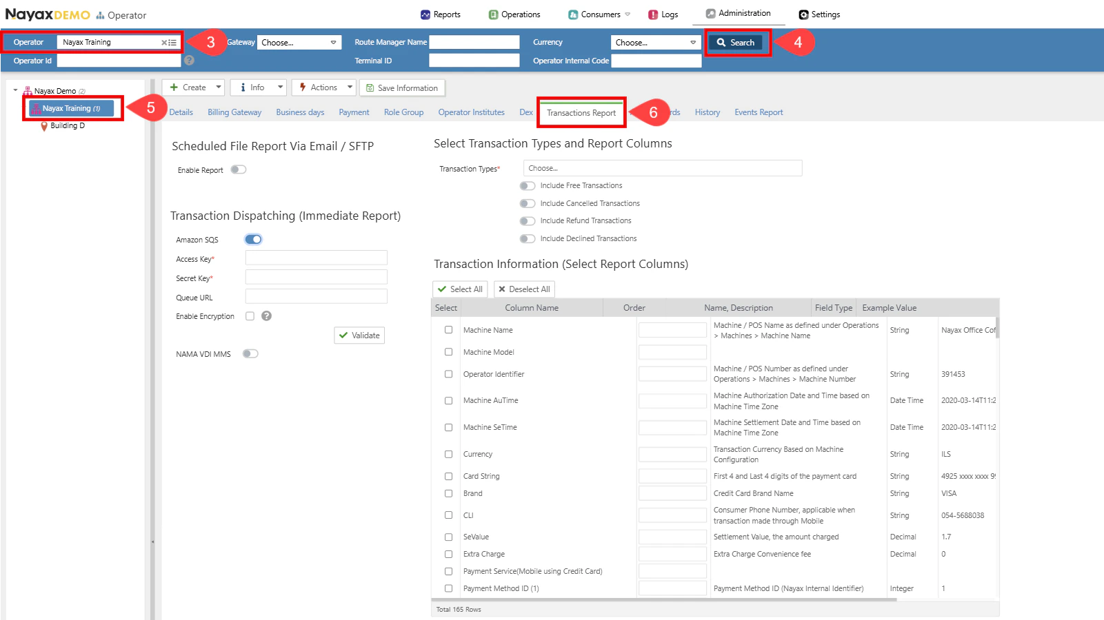 Transactions Report Tab