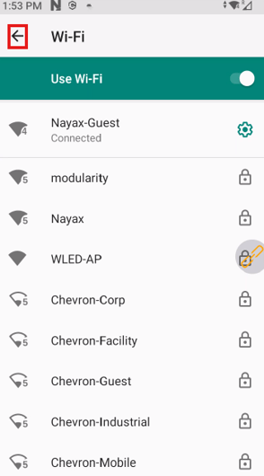 Device system settings screen