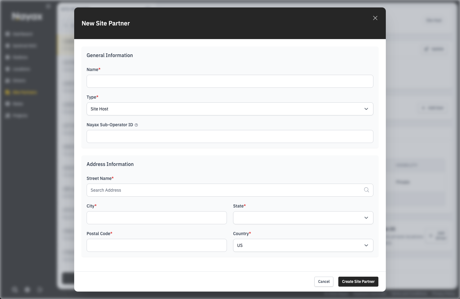 Create Site Partner