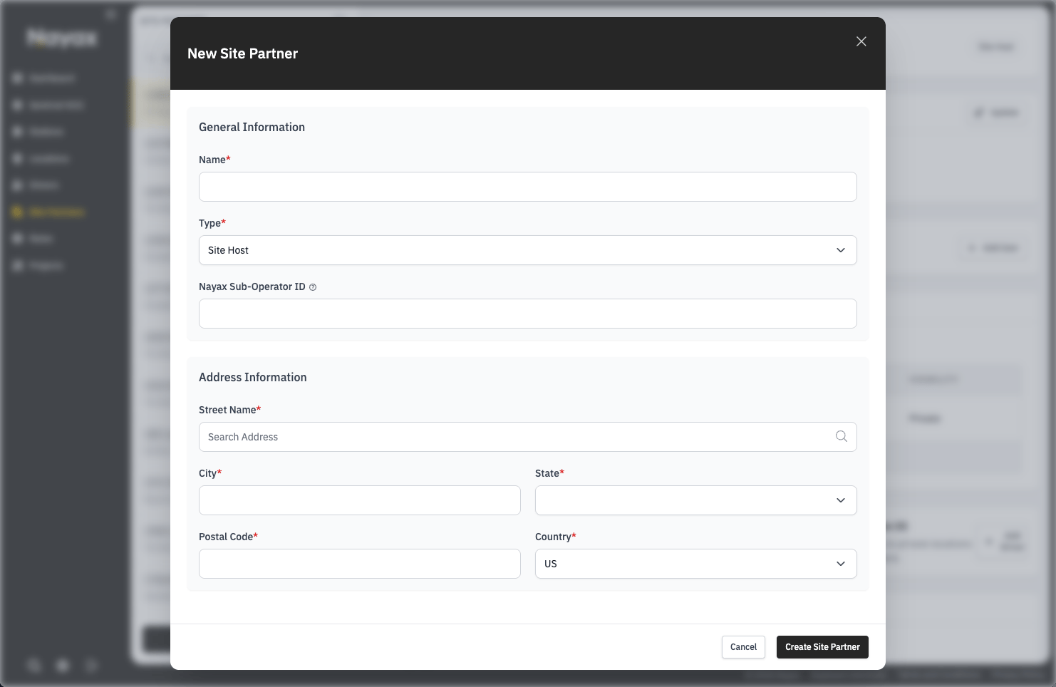 Create Site Partner