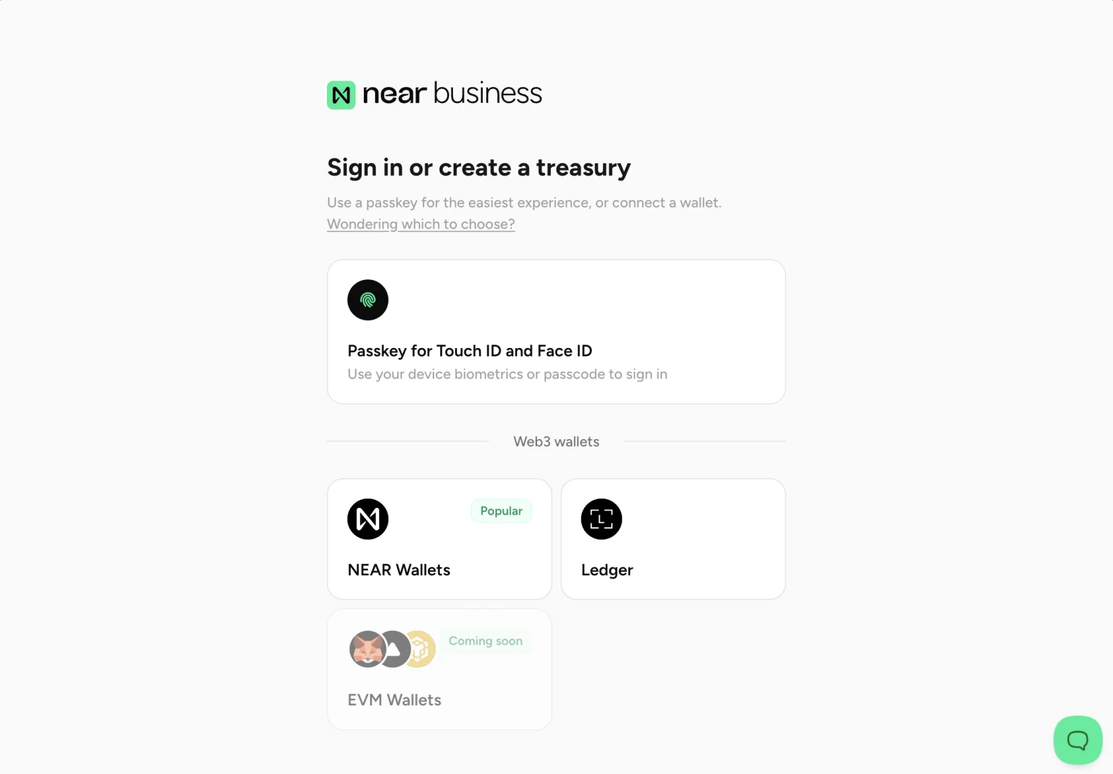 Login modal with passkey and crypto wallet options