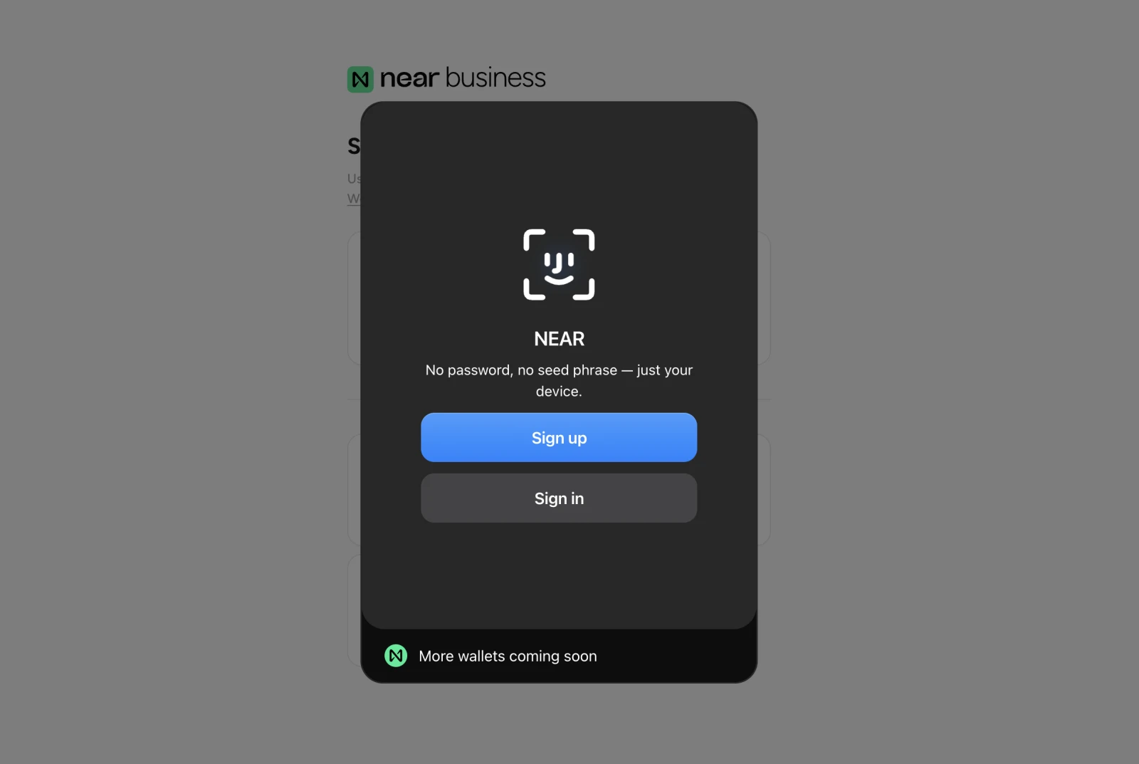 Passkey sign-up option in the login modal