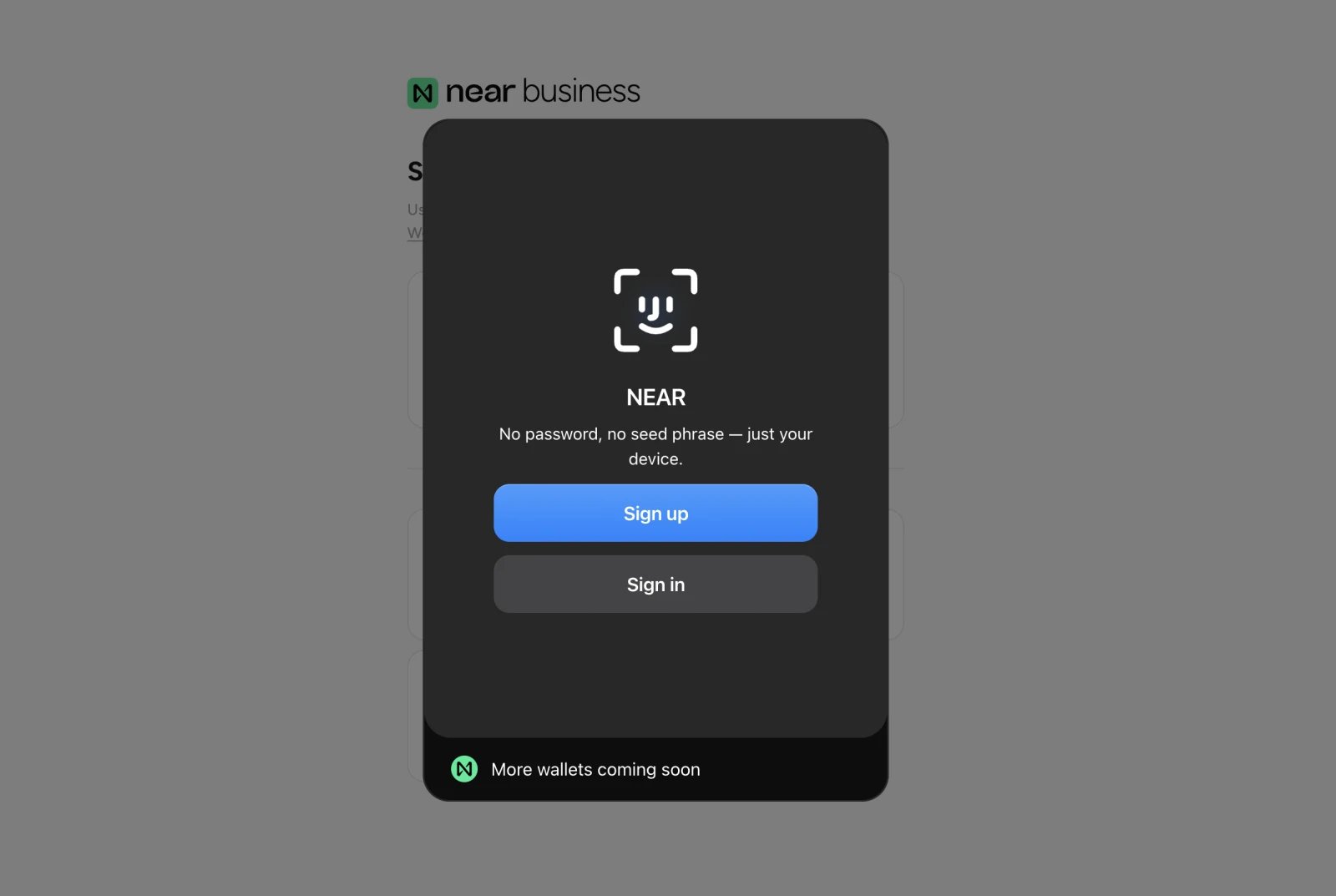 Passkey sign-up option in the login modal