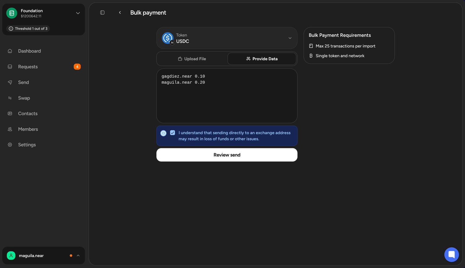 Bulk Payment Request