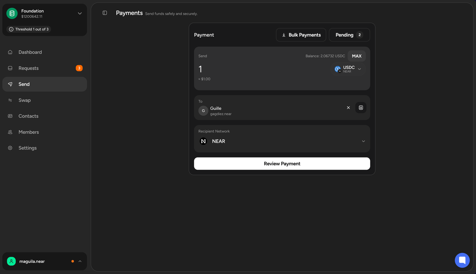 Payments Screen