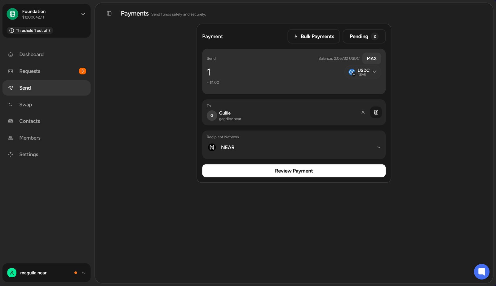 Payments Screen