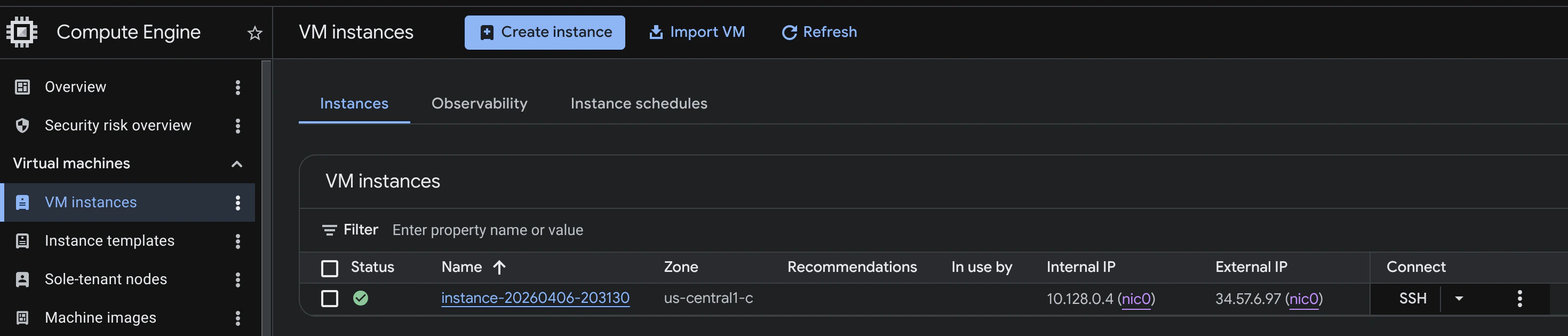 GCE instance IP address
