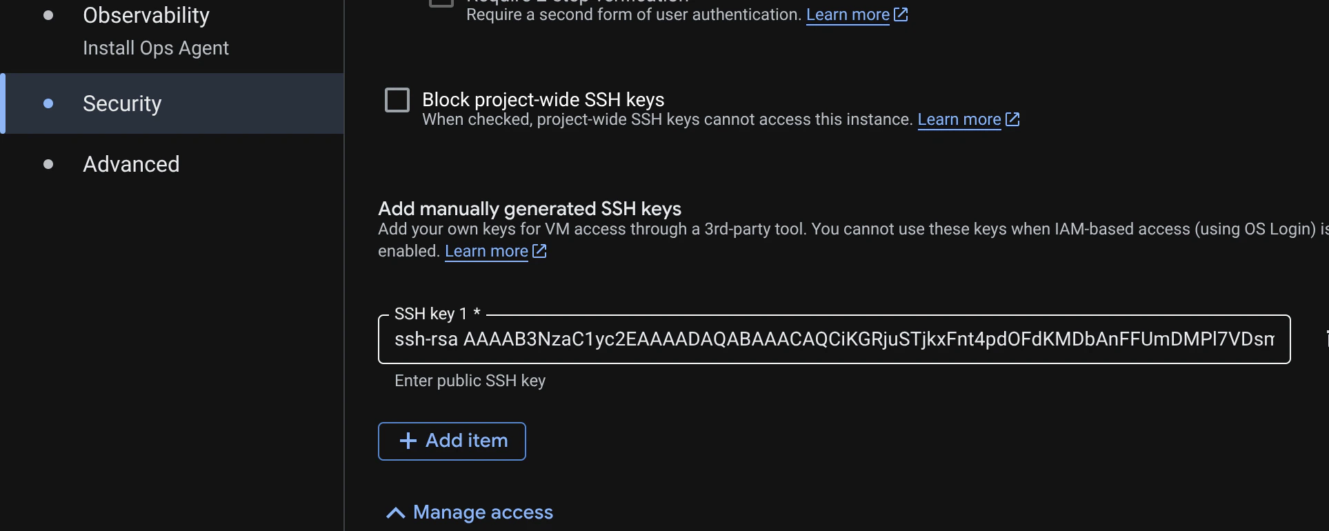 GCE instance configuration