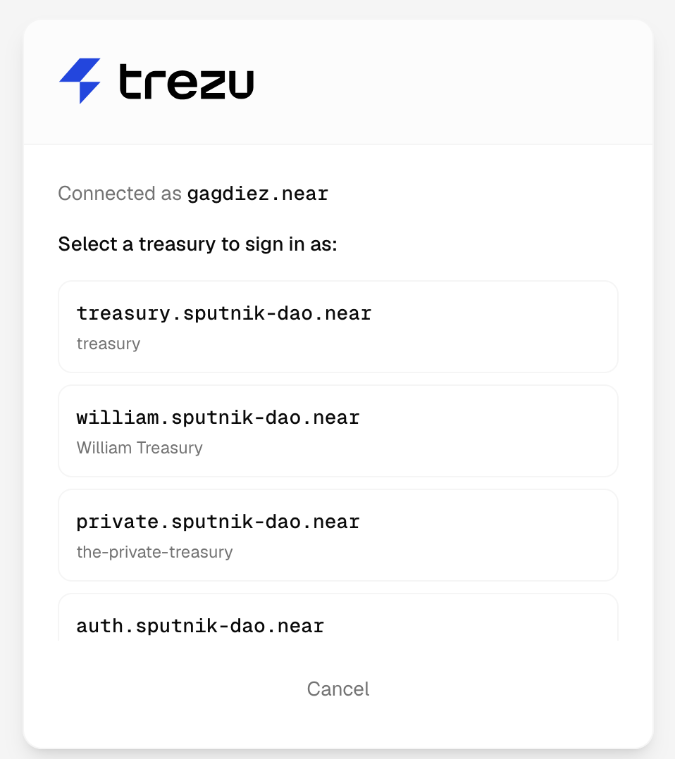 Trezu Wallet Treasury