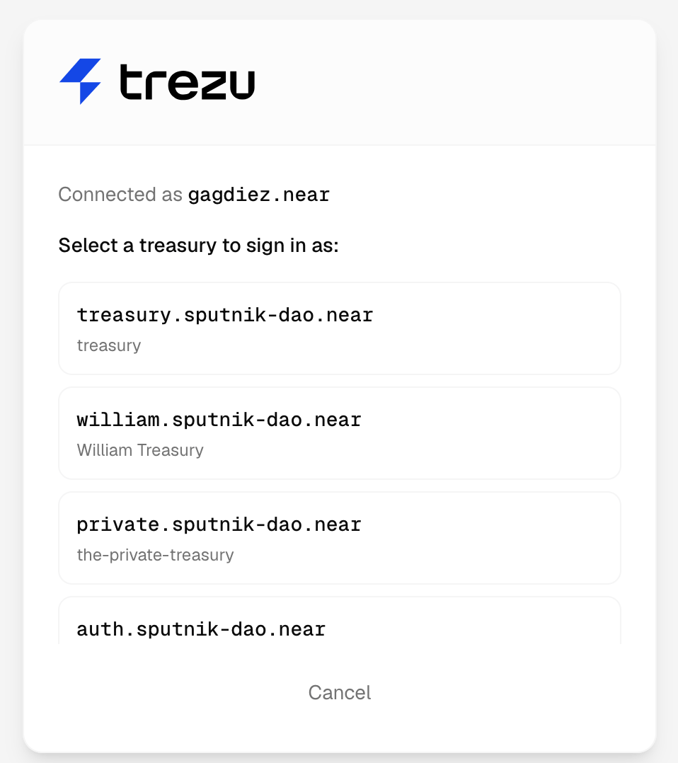 Trezu Wallet Treasury