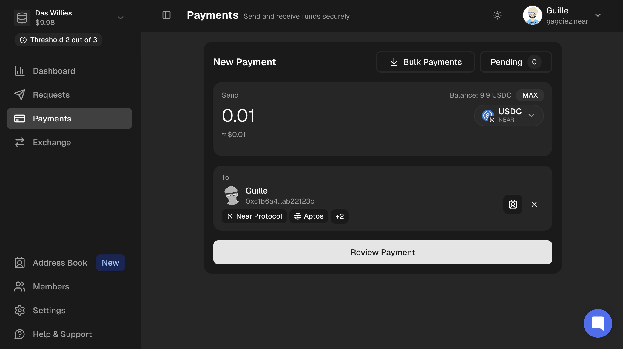 Payments Screen