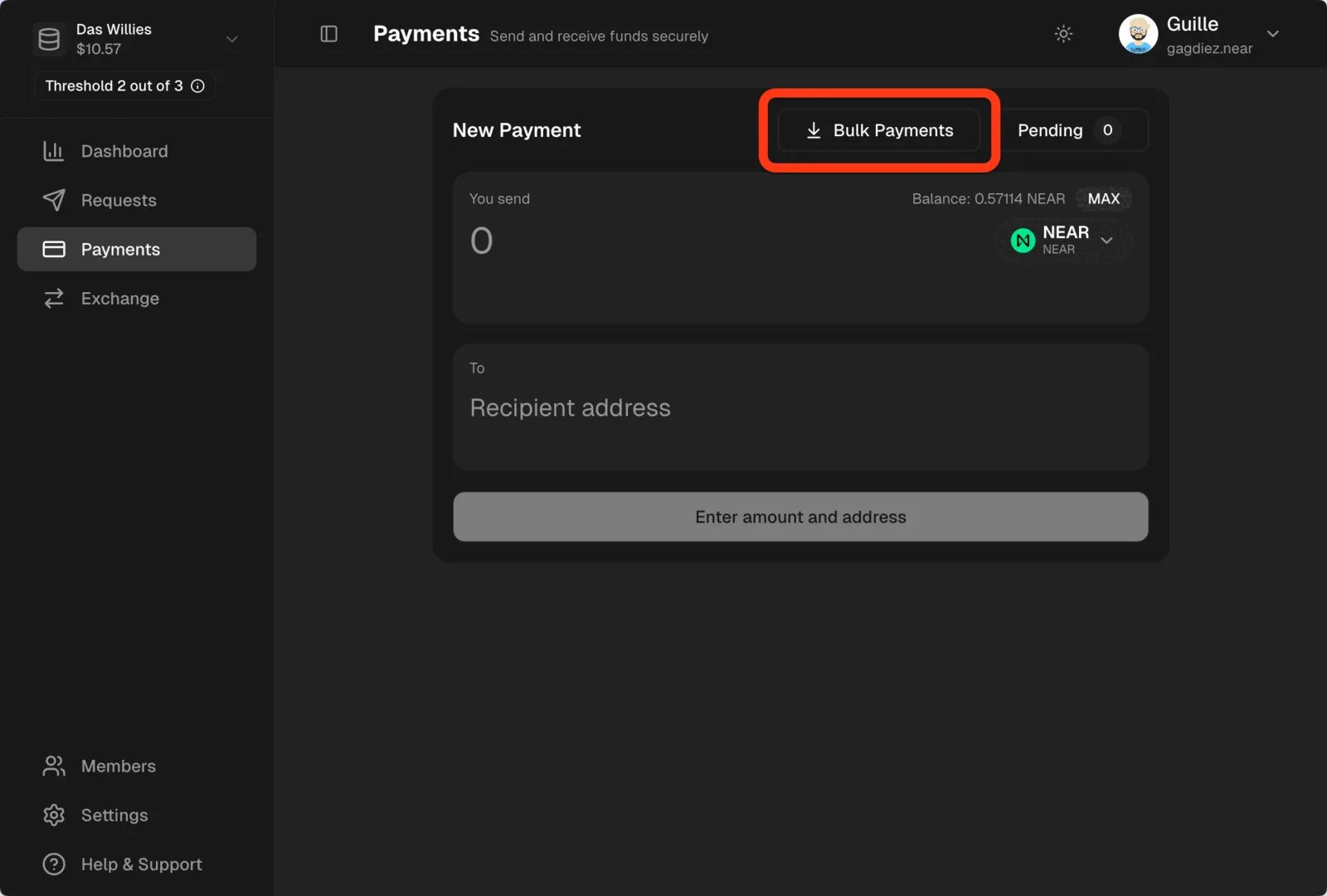 Bulk Payment Button