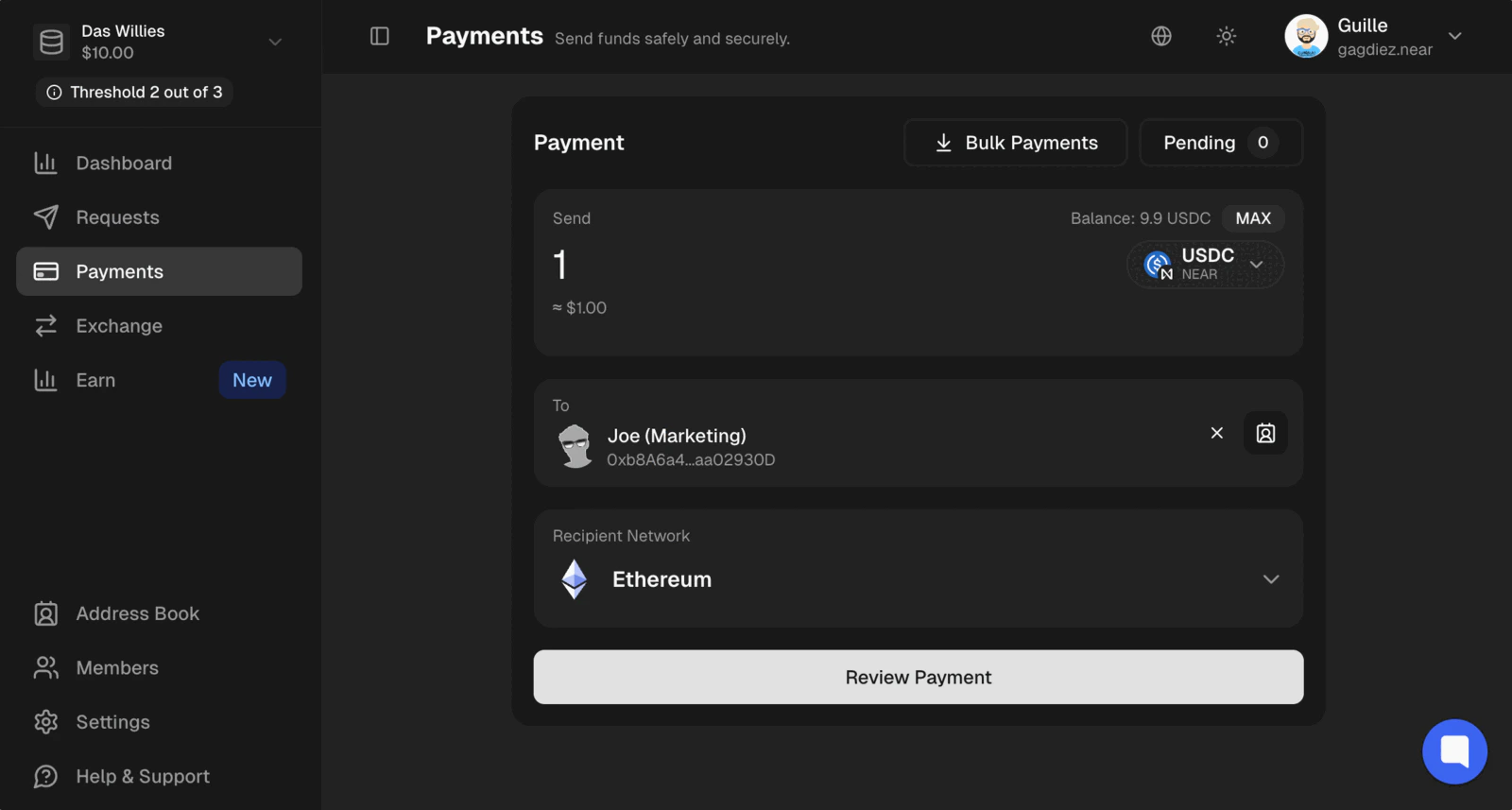 Payments Screen