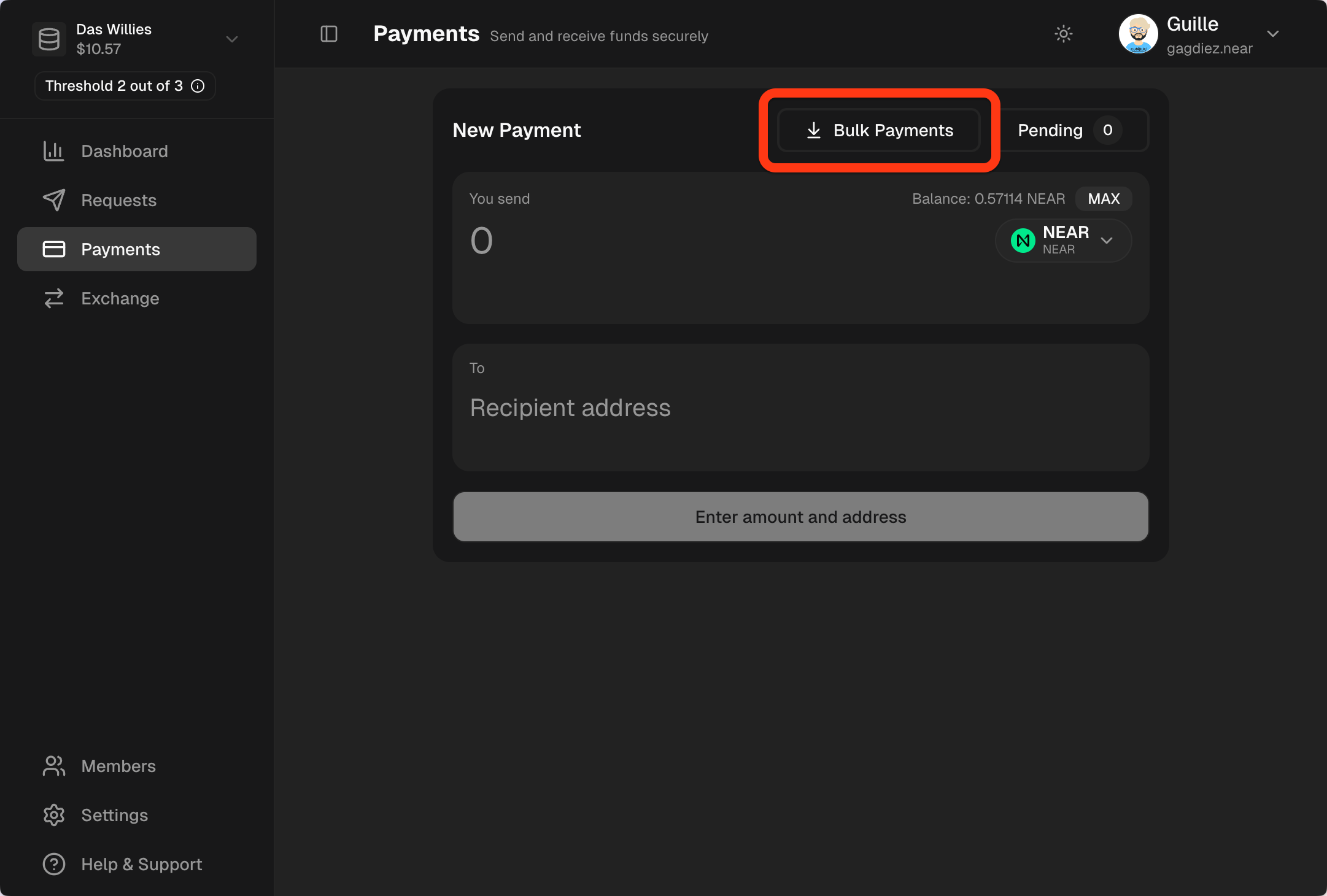Bulk Payment Button