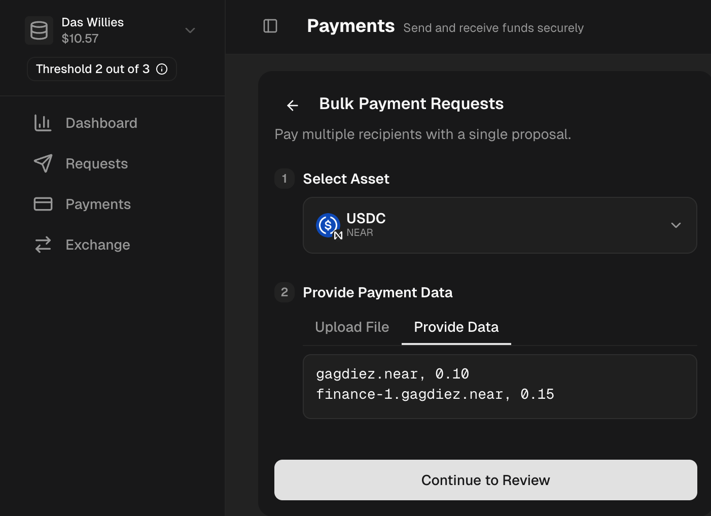 Bulk Payment Request