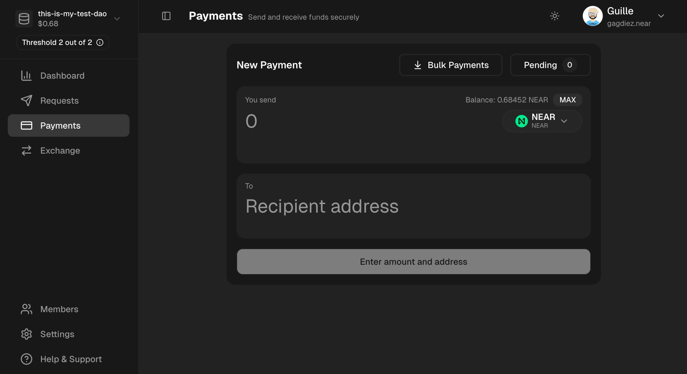 Payments Screen