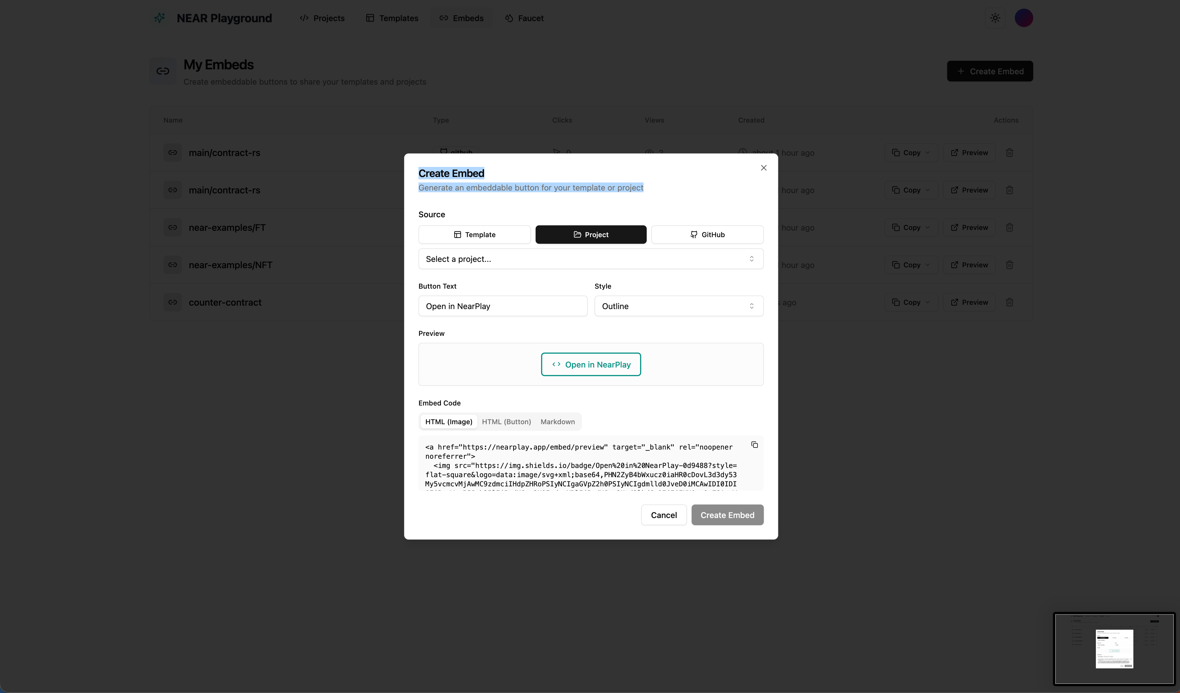 Embed from project
