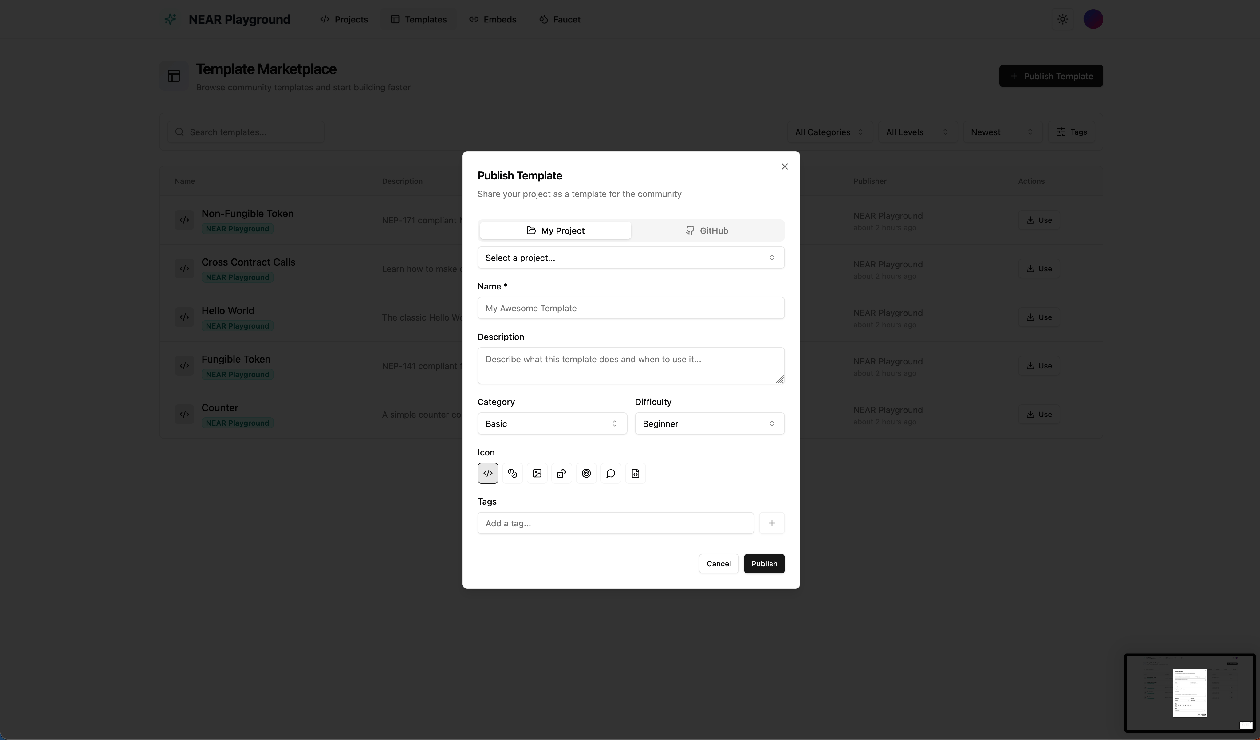 Publish from project
