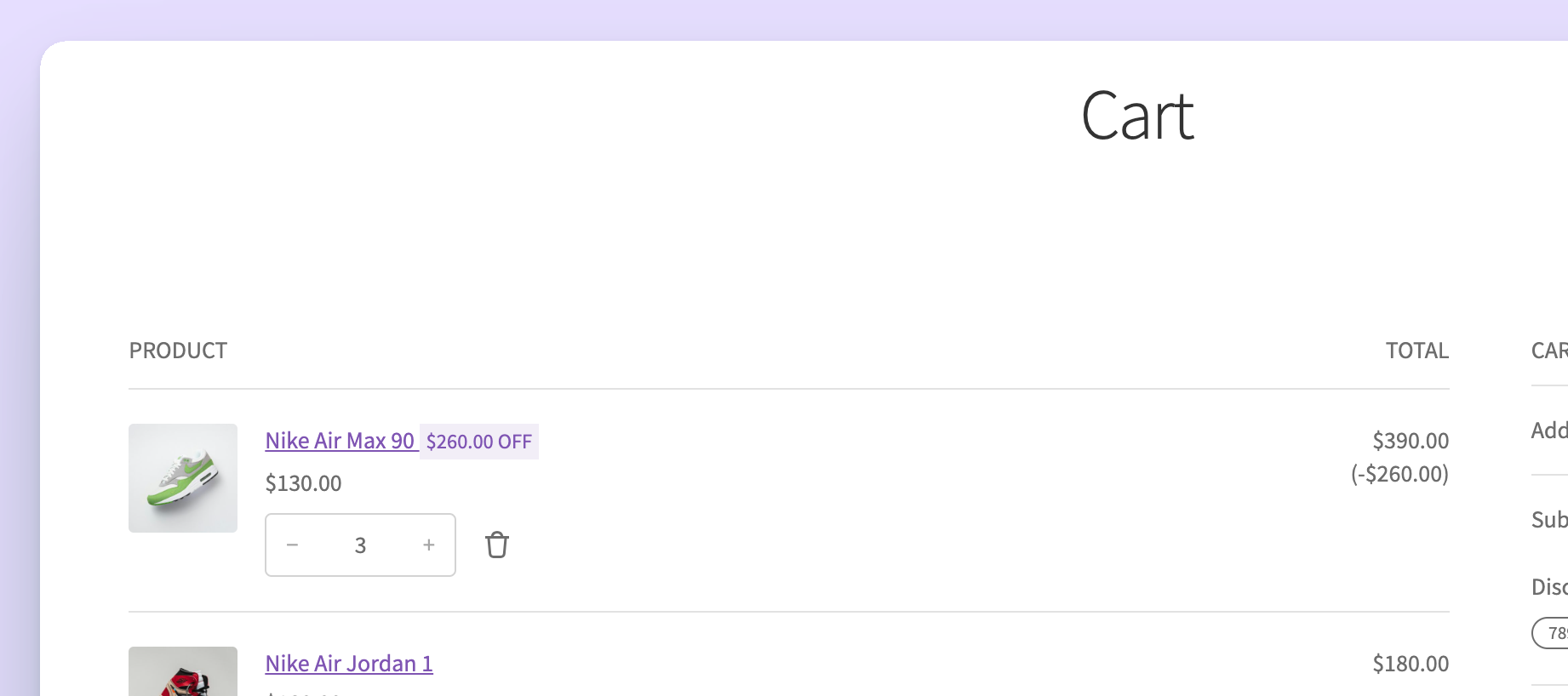 cart showing the bogo offer is being applied twice to the cheapest eligible item