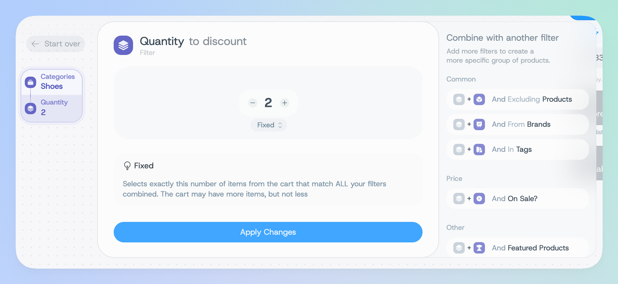 qty config screen for the discount tree