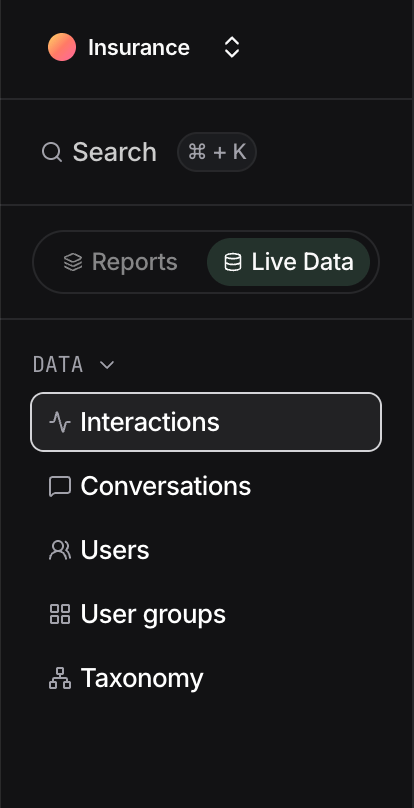 Live Data tab