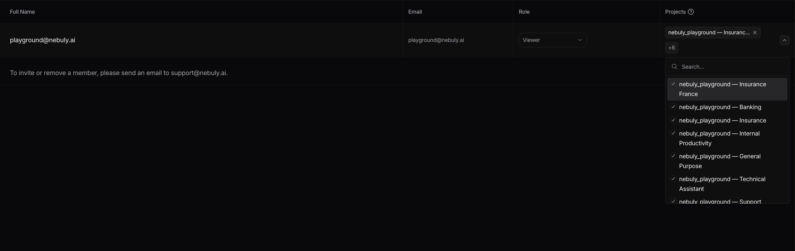 Configuring project access for a user