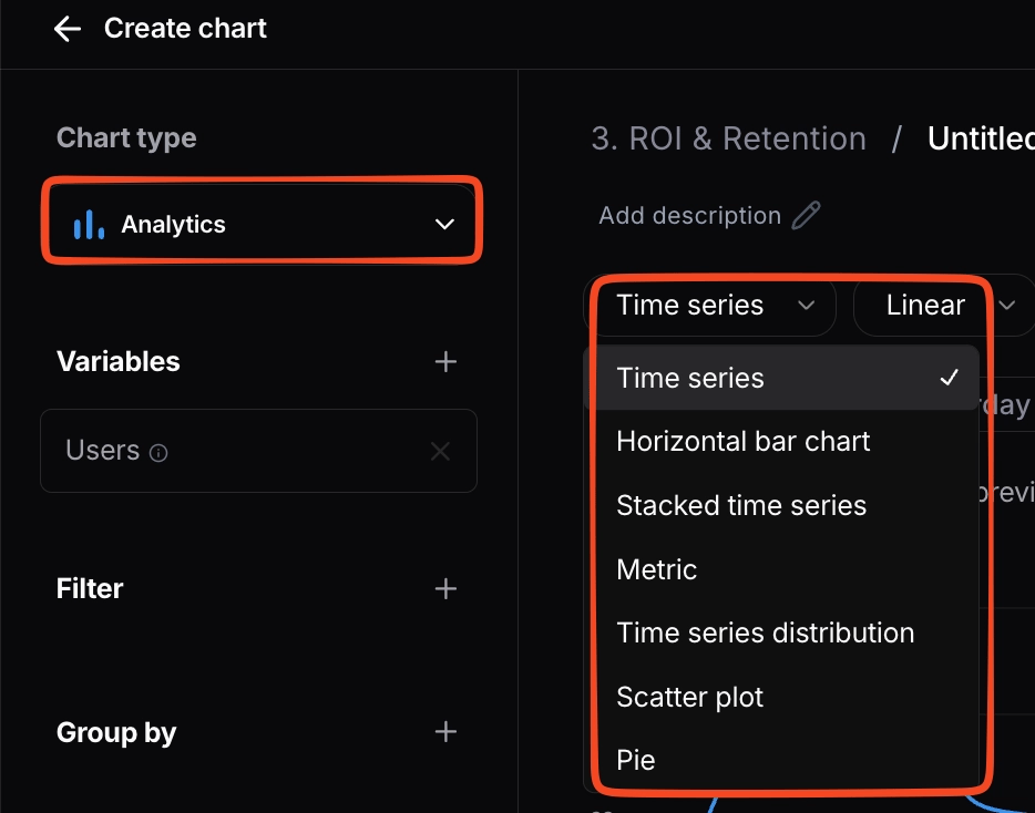 Analytics and table chart types