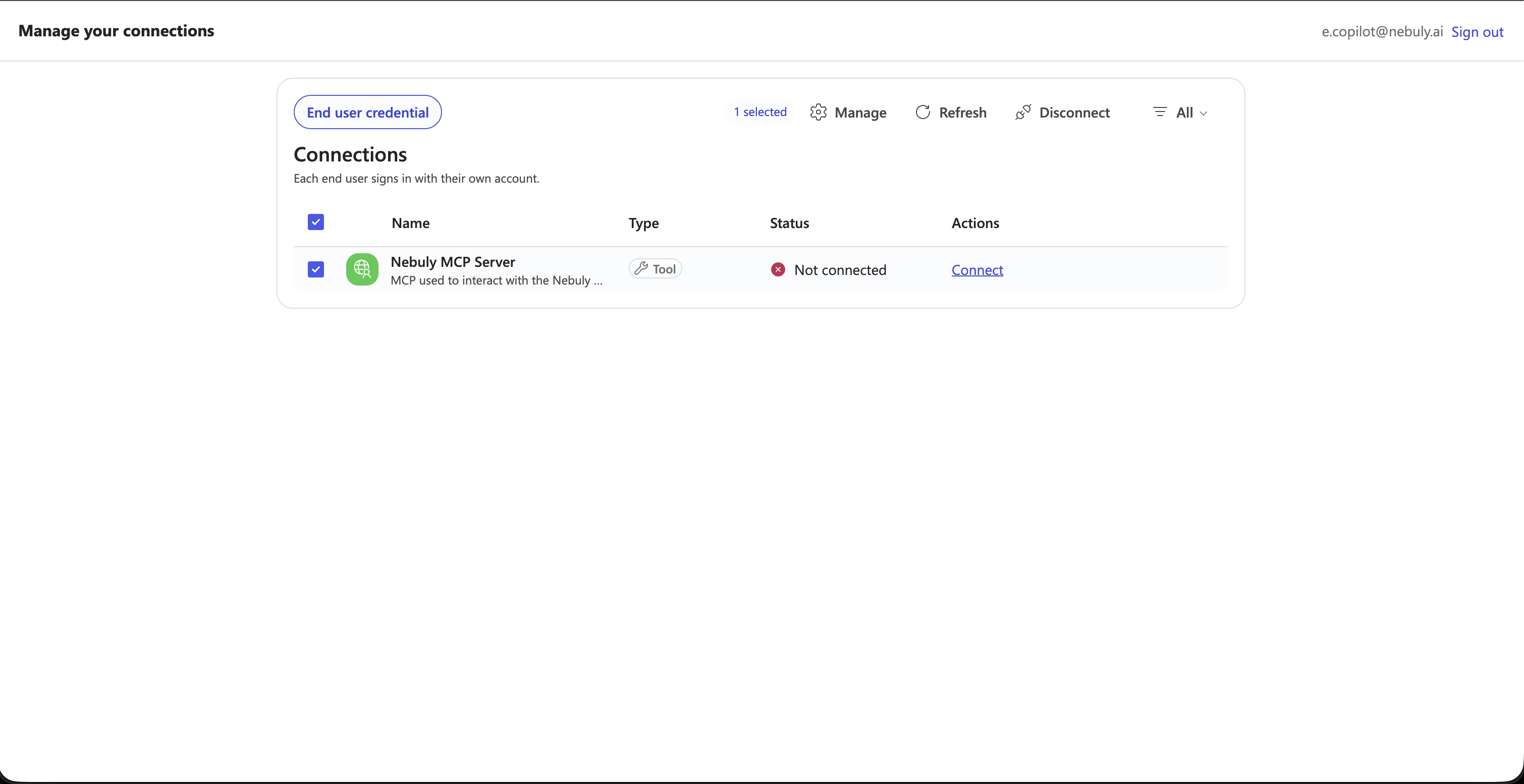 Setup connection