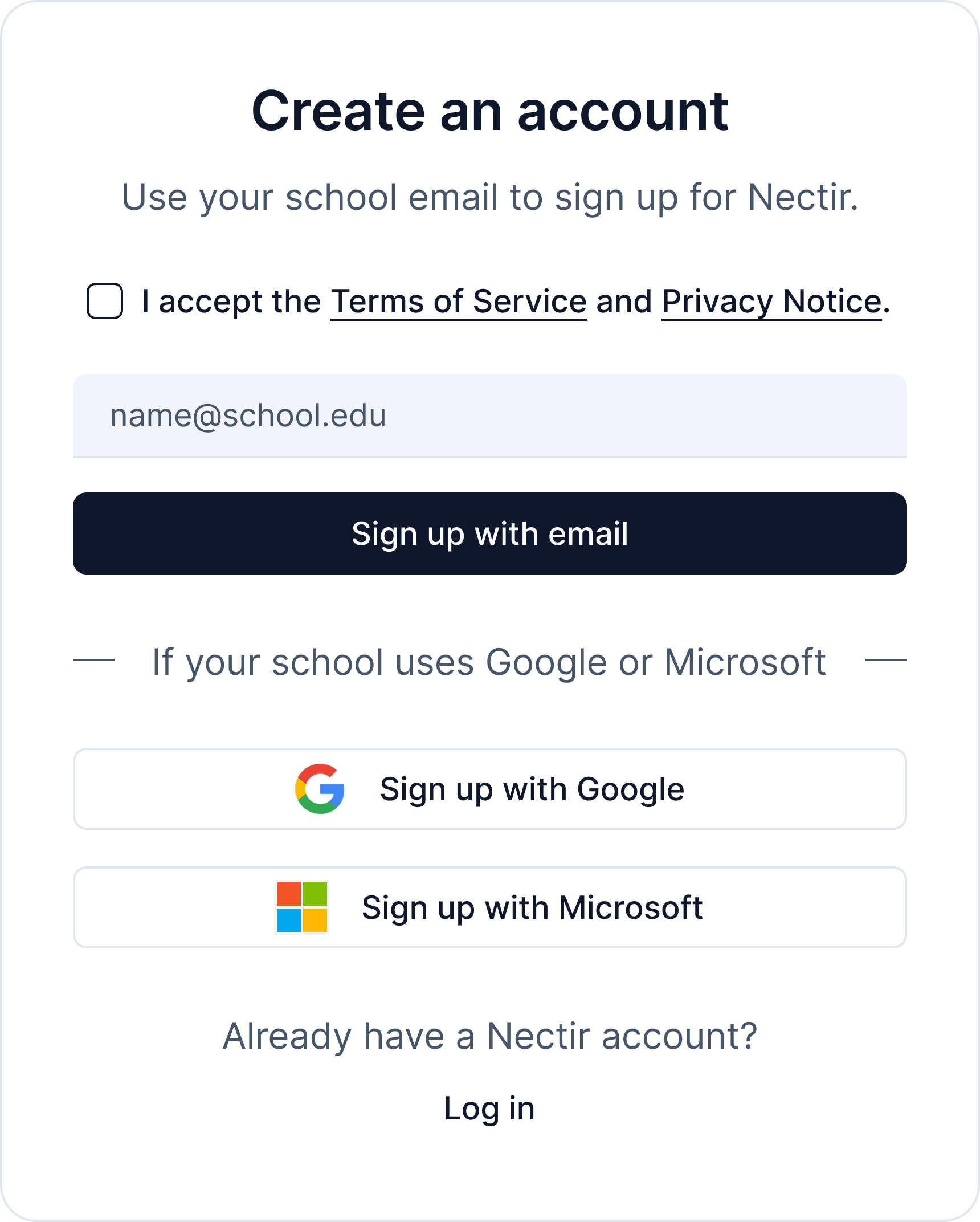 Terms of Service Acceptance Checkbox
