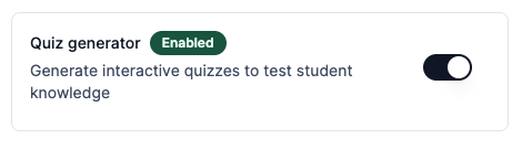 Quiz toggle in Assistant Advanced settings