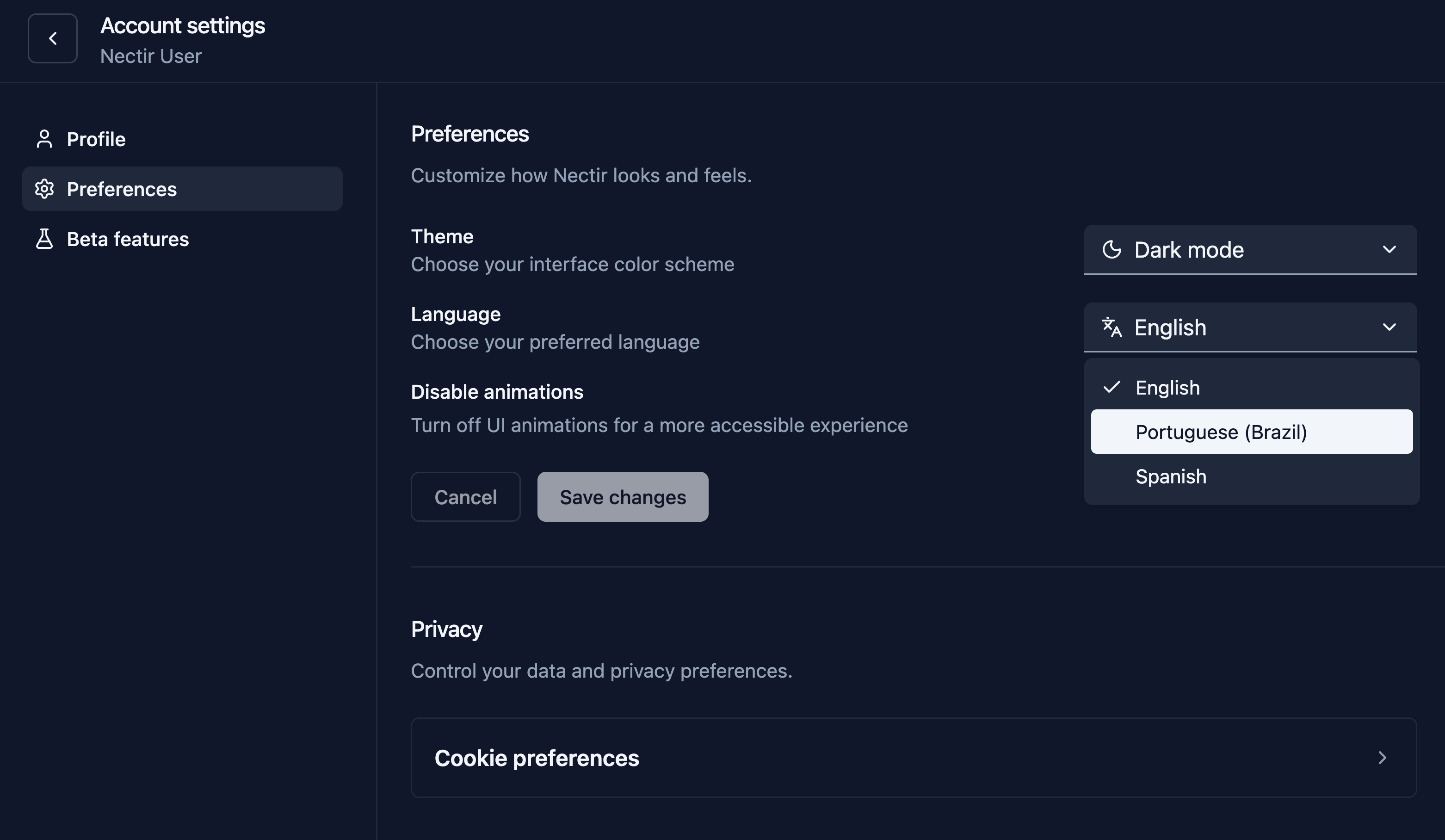 Language Selection