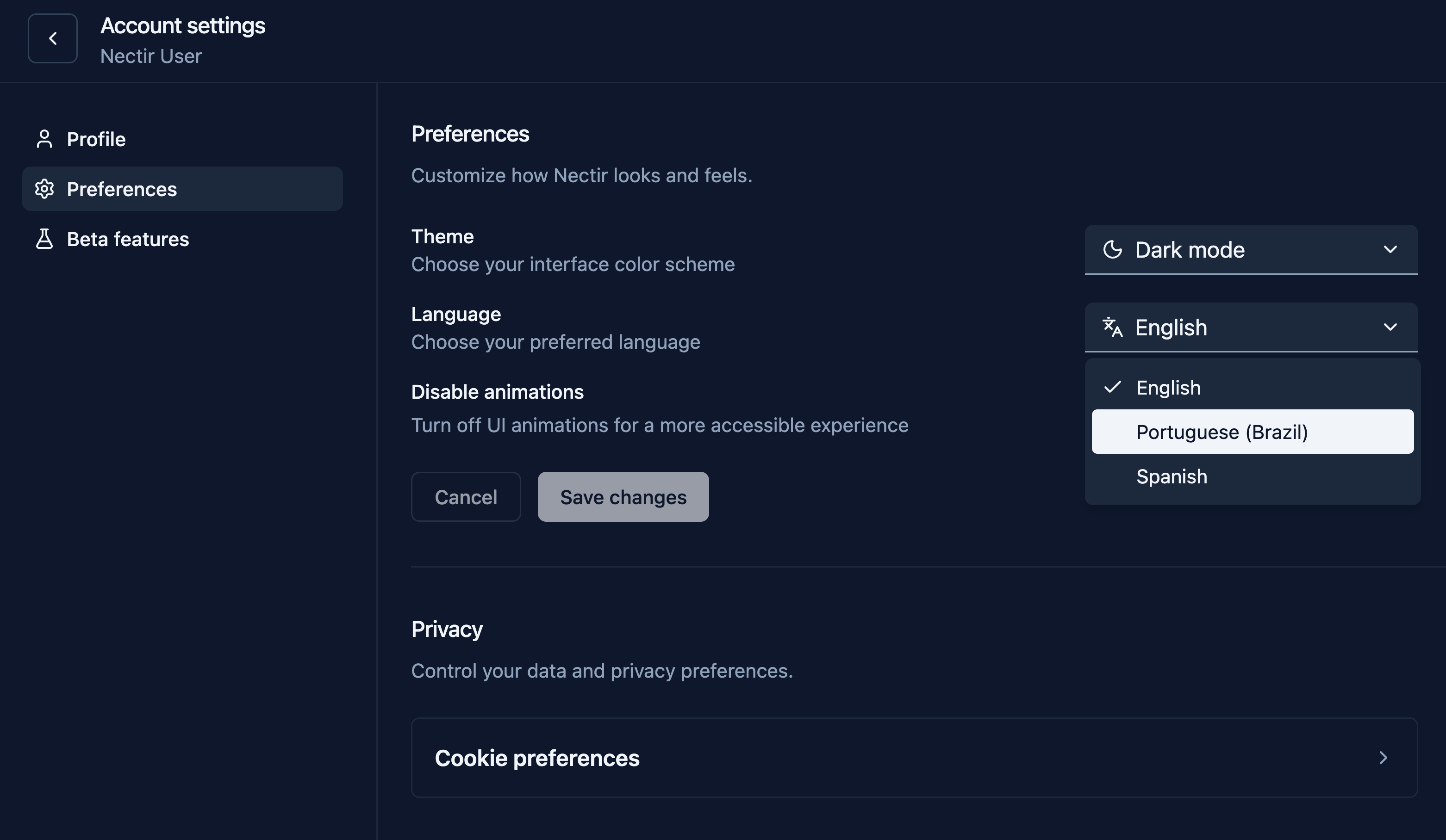 Language Selection