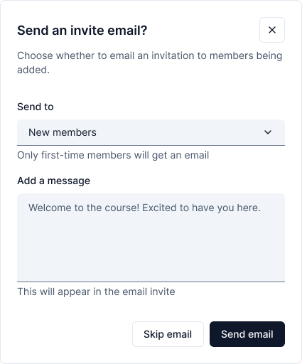 Customize invitation email interface