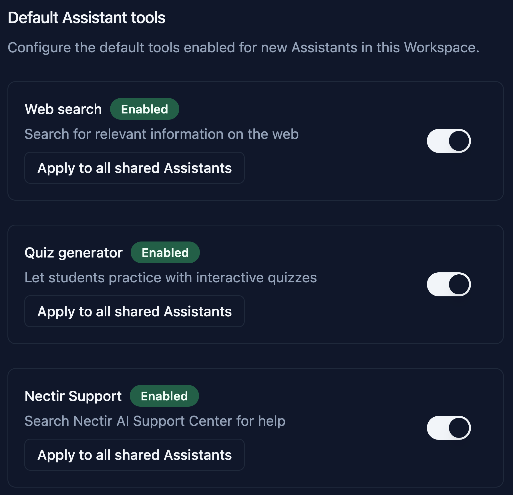 Workspace-Level Assistant Tool Settings