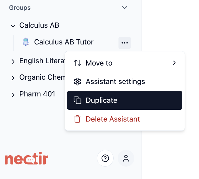 Managing Assistants - Duplicate and Move Options